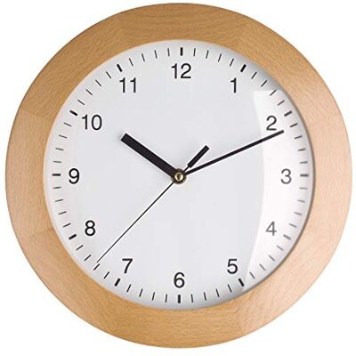 TFA Dostmann Rádiové nástěnné hodiny, designové nástěnné hodiny dřevo, 98. 1065, z buku, k zavěšení, průměr 31 cm, jako kuchyňské hodiny, hodiny do obývacího pokoje, designové hodiny, hnědé TFA Dostmann Rádiové nástěnné hodiny, designové nástěnné hodiny dřevo, 98. 1065, z buku, k zavěšení, průměr 31 cm, jako kuchyňské hodiny, hodiny do obývacího pokoje, designové hodiny, hnědé