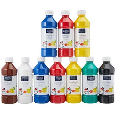 Lefranc Bourgeois 188538 10 x 500 ml Bottles of Assorted Acrylic Liquid, Multicolored Lefranc Bourgeois 188538 10 x 500 ml Bottles of Assorted Acrylic Liquid, Multicolored