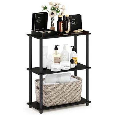 Furinno 3úrovňový kompaktní víceúčelový regál, dřevo, espresso/černá, 75,18 x 59,94 x 29,46 cm Furinno 3úrovňový kompaktní víceúčelový regál, dřevo, espresso/černá, 75,18 x 59,94 x 29,46 cm