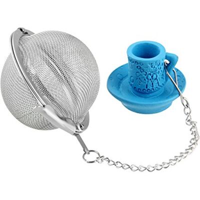 Fackelmann Teeball mit Tassenanhänger, Teeei aus Edelstahl, Teesieb mit schönem Anhänger (Farbe: Rot, Blau, Grün nicht frei wählbar), Menge: 1 Stück Fackelmann Teeball mit Tassenanhänger, Teeei aus Edelstahl, Teesieb mit schönem Anhänger (Farbe: Rot, Blau, Grün nicht frei wählbar), Menge: 1 Stück