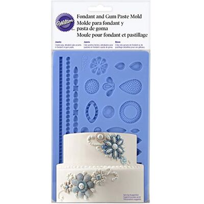 Wilton Fondant a Gum Paste Mold Jewelry, 3D šperk fondán silikonová forma koláč dekorace modrá 19,7 x 12,5 cm Wilton Fondant a Gum Paste Mold Jewelry, 3D šperk fondán silikonová forma koláč dekorace modrá 19,7 x 12,5 cm
