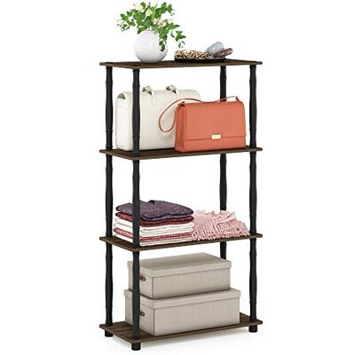 Furinno 4úrovňový víceúčelový regál s klasickými trubkami, dřevo, Columbia Walnut/černá, 29,46 x 59,94 x 109,86 cm Furinno 4úrovňový víceúčelový regál s klasickými trubkami, dřevo, Columbia Walnut/černá, 29,46 x 59,94 x 109,86 cm