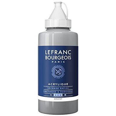 Lefranc Bourgeois 300448 Fine akrylová barva stříbrná, 750ml láhev, krémová akrylová barva na vodní bázi, rychleschnoucí, stálá na světle, voděodolná Lefranc Bourgeois 300448 Fine akrylová barva stříbrná, 750ml láhev, krémová akrylová barva na vodní bázi, rychleschnoucí, stálá na světle, voděodolná