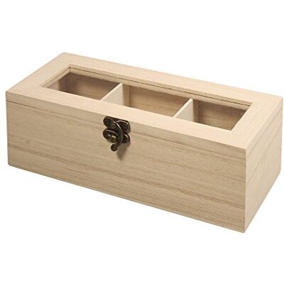 Rayher Dřevěný čajový box 62598000, 21,5 x 9 x 7 cm, 3 přihrádky, v přírodním stavu, s otočným uzávěrem, box na čaj, box na čajové sáčky, dřevěná krabice pro uložení čajových sáčků, kávových kapslí, Rayher Dřevěný čajový box 62598000, 21,5 x 9 x 7 cm, 3 přihrádky, v přírodním stavu, s otočným uzávěrem, box na čaj, box na čajové sáčky, dřevěná krabice pro uložení čajových sáčků, kávových kapslí,