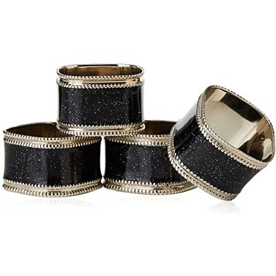 Premier Housewares Quadratische Serviettenringe, 4 Stück, schwarz Premier Housewares Quadratische Serviettenringe, 4 Stück, schwarz