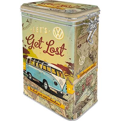 ART Retro dóza na kávu, 1,3 l, VW Bulli – Let's Get Lost – nápad na dárek Volkswagen, originální licenční produkt (OLP), plechová dóza s aroma víkem, dekorace do dílny ve vintage designu ART Retro dóza na kávu, 1,3 l, VW Bulli – Let's Get Lost – nápad na dárek Volkswagen, originální licenční produkt (OLP), plechová dóza s aroma víkem, dekorace do dílny ve vintage designu