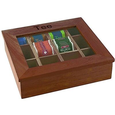 APS Čajový box 11776, 31 x 28 cm, V: 9 cm, dřevo (rubínové dřevo), červenohnědá, okénko z akrylu APS Čajový box 11776, 31 x 28 cm, V: 9 cm, dřevo (rubínové dřevo), červenohnědá, okénko z akrylu