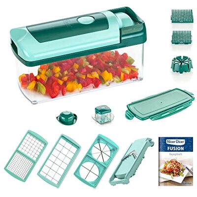 Genius Nicer Dicer Fusion, 13 dílů, smaragdově zelená, kráječ všeho, krouhání, krájení na kostky, NOVĚ V TV Genius Nicer Dicer Fusion, 13 dílů, smaragdově zelená, kráječ všeho, krouhání, krájení na kostky, NOVĚ V TV