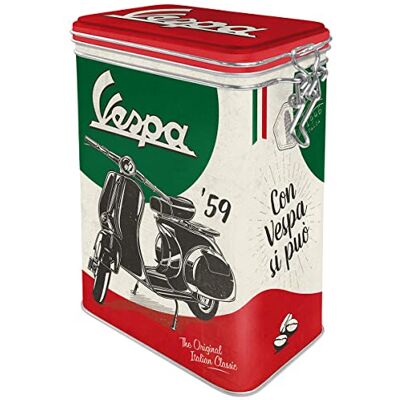 ART Retro dóza na kávu, 1,3 l, Vespa – The Italian Classic – nápad na dárek pro fanoušky skútrů, originální licenční produkt (OLP), plechová dóza s aroma víkem, dekorace do dílny ve vintage ART Retro dóza na kávu, 1,3 l, Vespa – The Italian Classic – nápad na dárek pro fanoušky skútrů, originální licenční produkt (OLP), plechová dóza s aroma víkem, dekorace do dílny ve vintage