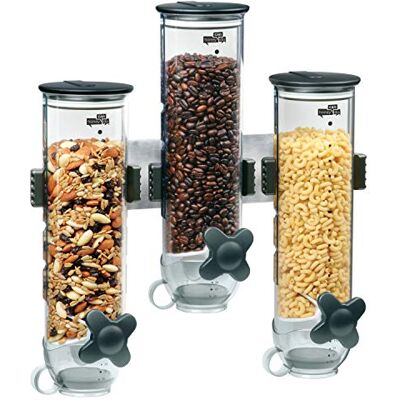 ZevrO Honey Can Do KCH-06139 Indispensable SmartSpace Wall Mount Triple Dry-Food Dispenser by ZevrO Honey Can Do KCH-06139 Indispensable SmartSpace Wall Mount Triple Dry-Food Dispenser by