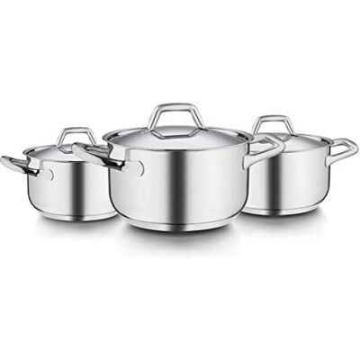 Barazzoni Sada nádobí na vaření Chef Line z ušlechtilé oceli (6dílná, pánve: 16, 20 a 24 cm, víko: 16, 20 a 24 cm) Barazzoni Sada nádobí na vaření Chef Line z ušlechtilé oceli (6dílná, pánve: 16, 20 a 24 cm, víko: 16, 20 a 24 cm)