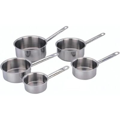 Baumalu 5-teiliges Set Profi-Kochtöpfe Hochwertiger Edelstahl Ausgussrand Für alle Herdarten, einschließlich Induktion Dreifachboden Ø12 bis 20 cm Baumalu 5-teiliges Set Profi-Kochtöpfe Hochwertiger Edelstahl Ausgussrand Für alle Herdarten, einschließlich Induktion Dreifachboden Ø12 bis 20 cm
