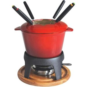 Baumalu Fondue sada ze smaltované litiny v červené barvě rozměry 21 x 21 x 21 cm pro 6 osob s dřevěným prknem ideální pro rodinné nebo přátelské jídlo Baumalu Fondue sada ze smaltované litiny v červené barvě rozměry 21 x 21 x 21 cm pro 6 osob s dřevěným prknem ideální pro rodinné nebo přátelské jídlo