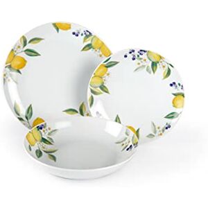 Excelsa Lemon 18dílný jídelní servis, porcelán, bílý/citrón Excelsa Lemon 18dílný jídelní servis, porcelán, bílý/citrón