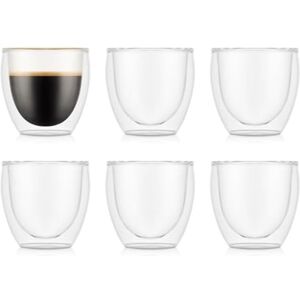 Bodum Dvoustěnné sklenice PAVINA 6 kusů – 80 ml šálky na espresso – termosklenice vhodné do myčky – borosilikátové sklo foukané ústy Bodum Dvoustěnné sklenice PAVINA 6 kusů – 80 ml šálky na espresso – termosklenice vhodné do myčky – borosilikátové sklo foukané ústy