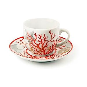 Excelsa Coral Set z 6 šálků na kávu s podšálky, porcelánem, vícebarevné Excelsa Coral Set z 6 šálků na kávu s podšálky, porcelánem, vícebarevné