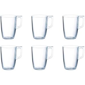 Arcoroc ARC L3694 Voluto Bockbecher, Kaffeebecher, Kaffeetasse, 320ml, Glas, transparent, 6 Stück Arcoroc ARC L3694 Voluto Bockbecher, Kaffeebecher, Kaffeetasse, 320ml, Glas, transparent, 6 Stück