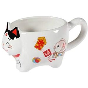lachineuse 2572 šálek s japonskou kočkou, talisman, porcelán, bílý lachineuse 2572 šálek s japonskou kočkou, talisman, porcelán, bílý