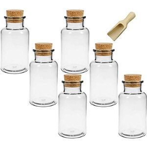 Viva Haushaltswaren 6 #31568# Skleněné dózy / skleněné lahve 300 ml s korkovým uzávěrem na koření, čaj atd. vč. dřevěné lopatky na koření 7,5 cm Viva Haushaltswaren 6 #31568# Skleněné dózy / skleněné lahve 300 ml s korkovým uzávěrem na koření, čaj atd. vč. dřevěné lopatky na koření 7,5 cm