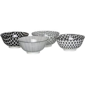 Ritzenhoff & Breker Takeo mísy, 4dílné, průměr 15,5 cm, porcelánové nádobí 650 ml, černé a bílé Ritzenhoff & Breker Takeo mísy, 4dílné, průměr 15,5 cm, porcelánové nádobí 650 ml, černé a bílé