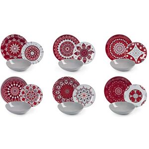 Excelsa Jídelní servis Mandala Red, 18dílný, porcelán Excelsa Jídelní servis Mandala Red, 18dílný, porcelán