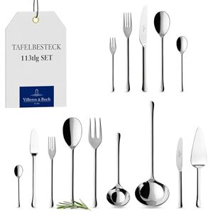Villeroy & Boch Udine sada příborů 113dílná stříbrná, vhodné do myčky nádobí, sada příborů pro 12 osob, sada příborů platina, příbor, ušlechtilá ocel Villeroy & Boch Udine sada příborů 113dílná stříbrná, vhodné do myčky nádobí, sada příborů pro 12 osob, sada příborů platina, příbor, ušlechtilá ocel