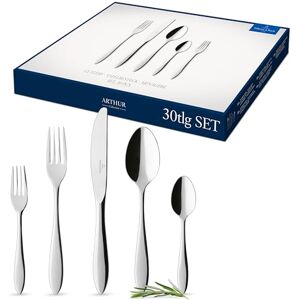 Villeroy & Boch – Arthur sada příborů 30dílná stříbrná/platina, vhodné do myčky nádobí, nerez, sada příborů 30dílná, vidlička, nůž, lžíce, jídelní příbor, ušlechtilá ocel Villeroy & Boch – Arthur sada příborů 30dílná stříbrná/platina, vhodné do myčky nádobí, nerez, sada příborů 30dílná, vidlička, nůž, lžíce, jídelní příbor, ušlechtilá ocel