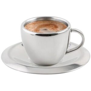 Weis Šálek na espresso s táckem z ušlechtilé oceli ve stříbrné barvě, velikost: 10,50 x 8,90 x 6,20 cm, 16900 Weis Šálek na espresso s táckem z ušlechtilé oceli ve stříbrné barvě, velikost: 10,50 x 8,90 x 6,20 cm, 16900