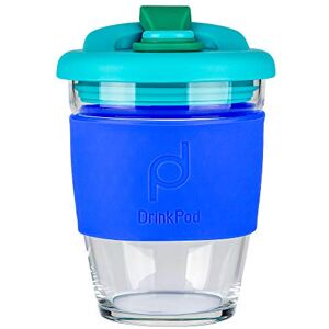Drink Pod opakovaně použitelný bez BPA 340 ml 12 oz Hrnek na kávu / cestovní hrnek ze skla – OCEAN, modrý Drink Pod opakovaně použitelný bez BPA 340 ml 12 oz Hrnek na kávu / cestovní hrnek ze skla – OCEAN, modrý