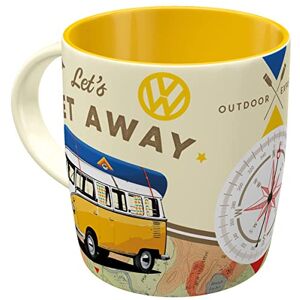 ART Retro hrnek na kávu, 330 ml, VW Bulli – Let's Get Away – nápad na dárek Volkswagen, originální licenční produkt (OLP), keramický hrnek na kávu, vintage design ART Retro hrnek na kávu, 330 ml, VW Bulli – Let's Get Away – nápad na dárek Volkswagen, originální licenční produkt (OLP), keramický hrnek na kávu, vintage design