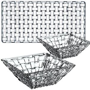 Nachtmann 3dílná servírovací sada z 1 x desky 28 x 14 cm a 2 x misky Ø 12 cm, Bossa Nova, 90026, servírovací podnos a servírovací misky z křišťálového skla, vhodné do myčky Nachtmann 3dílná servírovací sada z 1 x desky 28 x 14 cm a 2 x misky Ø 12 cm, Bossa Nova, 90026, servírovací podnos a servírovací misky z křišťálového skla, vhodné do myčky