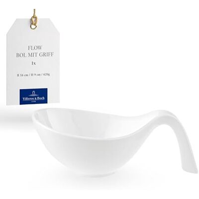 Villeroy & Boch Flow Bowl s rukojetí, vhodné do myčky nádobí, bezpečné do mikrovlnné trouby, miska na polévku s uchem, miska na polévku bílá, salátová mísa, prémiový porcelán Villeroy & Boch Flow Bowl s rukojetí, vhodné do myčky nádobí, bezpečné do mikrovlnné trouby, miska na polévku s uchem, miska na polévku bílá, salátová mísa, prémiový porcelán