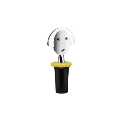 Alessi "ANNA STOP 2" uzávěr láhve z EVA, černý a pochromovaný Zamak, 4 cm, AAM06 B Alessi "ANNA STOP 2" uzávěr láhve z EVA, černý a pochromovaný Zamak, 4 cm, AAM06 B
