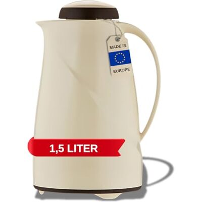 Helios Wave Vanilková termoska 1,5 l 6 h teplá udržuje nápoje horké a studené v myčce nádobí – Lehký, robustní plastový plášť – ideální na kávu a čaj Helios Wave Vanilková termoska 1,5 l 6 h teplá udržuje nápoje horké a studené v myčce nádobí – Lehký, robustní plastový plášť – ideální na kávu a čaj