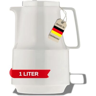 Helios Buffet Isolierkanne Weiß 1L – 6h Heiß Hält Getränke heiß & kalt – Robuster Kunststoffmantel – Ideal für Kaffee und Tee Helios Buffet Isolierkanne Weiß 1L – 6h Heiß Hält Getränke heiß & kalt – Robuster Kunststoffmantel – Ideal für Kaffee und Tee