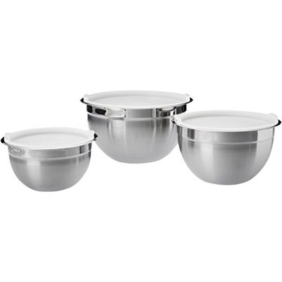Amazon Basics Míchací mísy, 1,5 quartz ušlechtilá ocel, 3dílná sada, stříbrná, bílá Amazon Basics Míchací mísy, 1,5 quartz ušlechtilá ocel, 3dílná sada, stříbrná, bílá