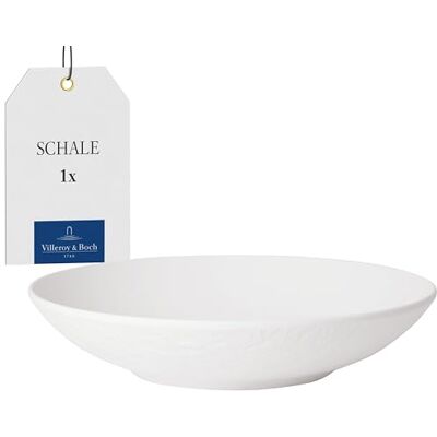 Villeroy & Boch Manufacture Rock Blanc miska 24 cm bílá, vhodná do myčky nádobí, vhodná do mikrovlnné trouby, hluboký talíř, talíř na polévku nebo těstoviny, mísa, raamen mísa, nádobí, prémiový Villeroy & Boch Manufacture Rock Blanc miska 24 cm bílá, vhodná do myčky nádobí, vhodná do mikrovlnné trouby, hluboký talíř, talíř na polévku nebo těstoviny, mísa, raamen mísa, nádobí, prémiový