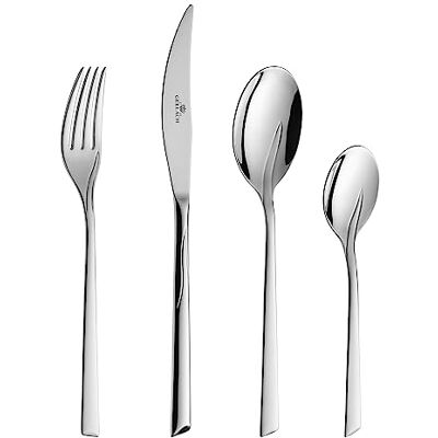 Gerlach Sada příborů Flames pro 6 osob, vhodné do myčky nádobí, ušlechtilá ocel, elegantní příbory, nůž, vidlička, lžička, lžička, příbory na stůl, lesklé, nerezové, 30 × 27 × 5 cm, 24 ks Gerlach Sada příborů Flames pro 6 osob, vhodné do myčky nádobí, ušlechtilá ocel, elegantní příbory, nůž, vidlička, lžička, lžička, příbory na stůl, lesklé, nerezové, 30 × 27 × 5 cm, 24 ks