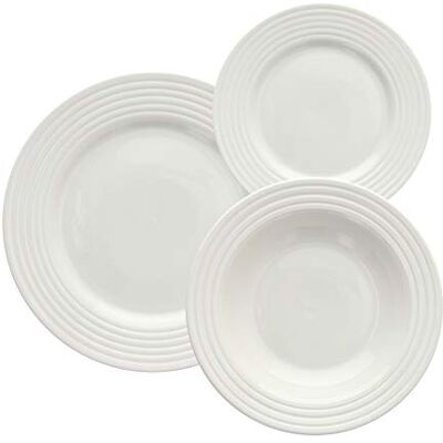 Tognana Talířový servis Rings pro 6 osob, 18dílný, porcelán, bílý Tognana Talířový servis Rings pro 6 osob, 18dílný, porcelán, bílý
