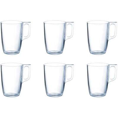 Arcoroc ARC L3694 Voluto Bockbecher, Kaffeebecher, Kaffeetasse, 320ml, Glas, transparent, 6 Stück Arcoroc ARC L3694 Voluto Bockbecher, Kaffeebecher, Kaffeetasse, 320ml, Glas, transparent, 6 Stück