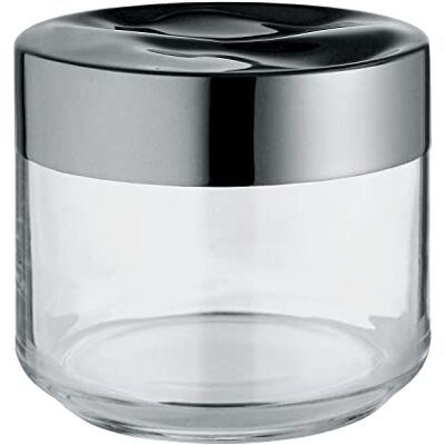 Alessi Julieta LC07 Hermetický design kuchyňská sklenice, sklo ve skle s víkem z ušlechtilé oceli 18/10, 50 cl Alessi Julieta LC07 Hermetický design kuchyňská sklenice, sklo ve skle s víkem z ušlechtilé oceli 18/10, 50 cl
