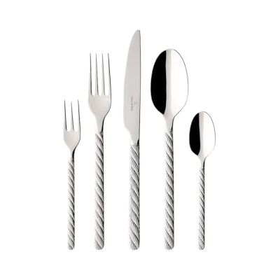 Villeroy & Boch Montauk sada příborů 30dílná stříbrná, vhodné do myčky nádobí, sada příborů pro 6 osob, sada příborů platina, příbor, ušlechtilá ocel Villeroy & Boch Montauk sada příborů 30dílná stříbrná, vhodné do myčky nádobí, sada příborů pro 6 osob, sada příborů platina, příbor, ušlechtilá ocel