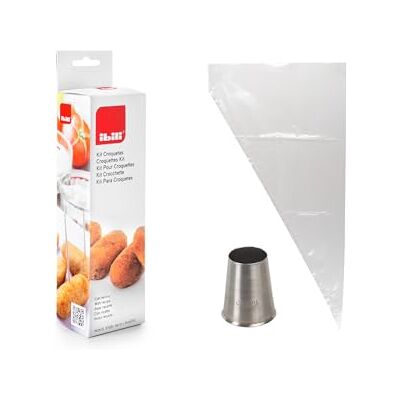 Ibili 777000 sada na krokety, 10 jednorázových sáčků + 1 tyč, stříbrná/průhledná Ibili 777000 sada na krokety, 10 jednorázových sáčků + 1 tyč, stříbrná/průhledná