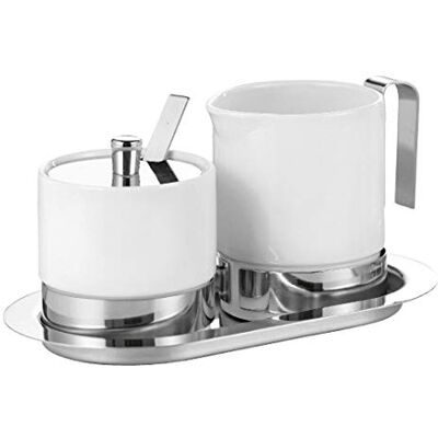 Esmeyer 5dílná sada na cukr a smetanu ADAM, z bílého porcelánu a ušlechtilé oceli, bílá Esmeyer 5dílná sada na cukr a smetanu ADAM, z bílého porcelánu a ušlechtilé oceli, bílá