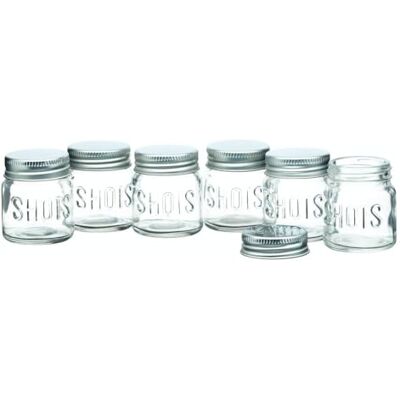 Bar Craft BarCraft Jar Shot sklenice s víčkem, 6dílná sada, 60 ml, mini skleněné nádoby Bar Craft BarCraft Jar Shot sklenice s víčkem, 6dílná sada, 60 ml, mini skleněné nádoby
