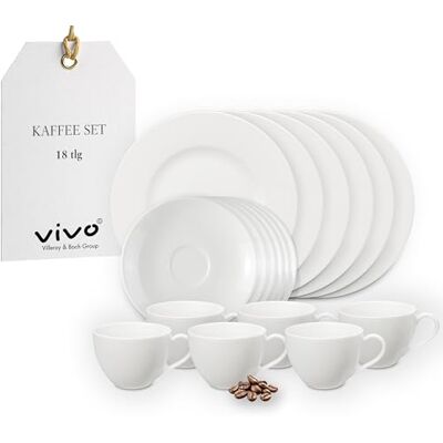 vivo – Villeroy & Boch Group – sada kávového servisu Basic White 18dílná bílá, sada nádobí na kávu, kávový servis moderní 6 osob, prémiový porcelán vivo – Villeroy & Boch Group – sada kávového servisu Basic White 18dílná bílá, sada nádobí na kávu, kávový servis moderní 6 osob, prémiový porcelán