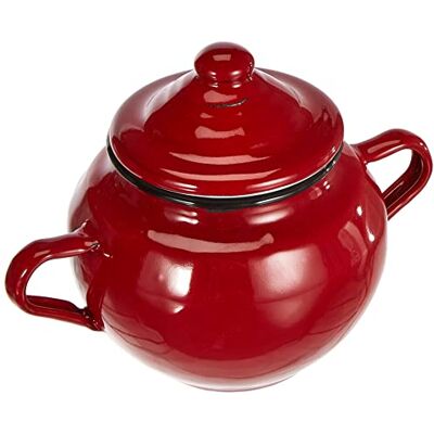 Ibili Hrnec na cukr Roja s víkem 0,5 l ze smaltované oceli v červené, 10 x 10 x 20 cm, 2 jednotky Ibili Hrnec na cukr Roja s víkem 0,5 l ze smaltované oceli v červené, 10 x 10 x 20 cm, 2 jednotky