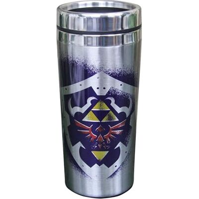 Paladone The Legend of Zelda Metall-Tumbler oficiální licence, dvoustěnný cestovní hrnek z ušlechtilé oceli pro horké a studené nápoje, dárek pro hráče Zelda, 450 ml (16 Fl Oz) Paladone The Legend of Zelda Metall-Tumbler oficiální licence, dvoustěnný cestovní hrnek z ušlechtilé oceli pro horké a studené nápoje, dárek pro hráče Zelda, 450 ml (16 Fl Oz)