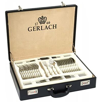 Gerlach Muza Besteck-Set 12 Personen Spülmaschinenfest Essbesteck Edelstahl Besteck Messer Gabel Löffel Teelöffel Kuchengabel Serviergabel Saucenlöffel Schöpfkelle Rostfrei Im Koffer 68 Stk Gerlach Muza Besteck-Set 12 Personen Spülmaschinenfest Essbesteck Edelstahl Besteck Messer Gabel Löffel Teelöffel Kuchengabel Serviergabel Saucenlöffel Schöpfkelle Rostfrei Im Koffer 68 Stk