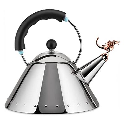 Alessi 9093REX B Tea Rex konvice na vodu ušlechtilá ocel 18/10 lesklá leštěná s černou rukojetí a měděnou pokovenou flétnou ve tvaru prehistorického plazu Alessi 9093REX B Tea Rex konvice na vodu ušlechtilá ocel 18/10 lesklá leštěná s černou rukojetí a měděnou pokovenou flétnou ve tvaru prehistorického plazu